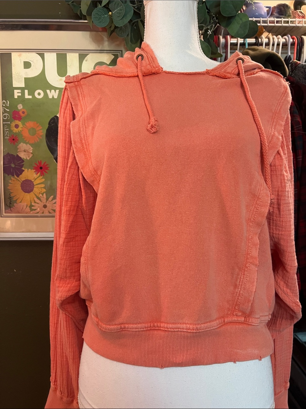 Free People Coral Hooded Sweatshirt